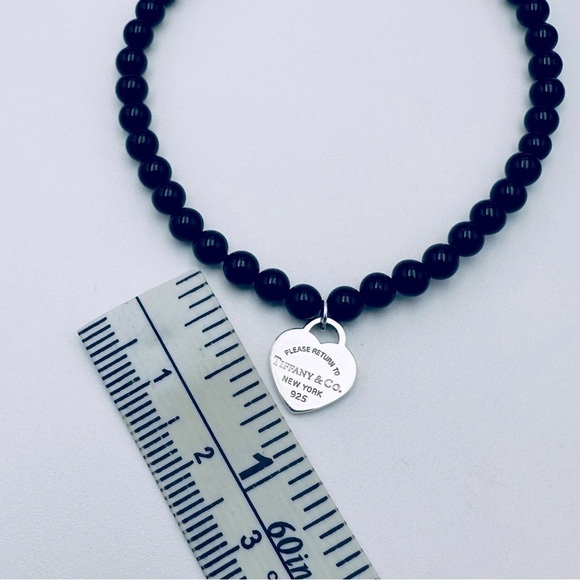 Return to Tiffany & Co. Heart Charm Onyx 4 mm Bead Bracelet with Packaging - Picture 11 of 13
